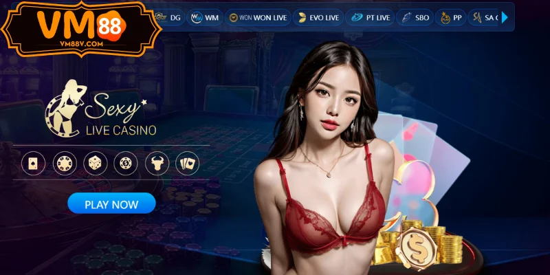 Bàn baccarat Live Casino VM88 